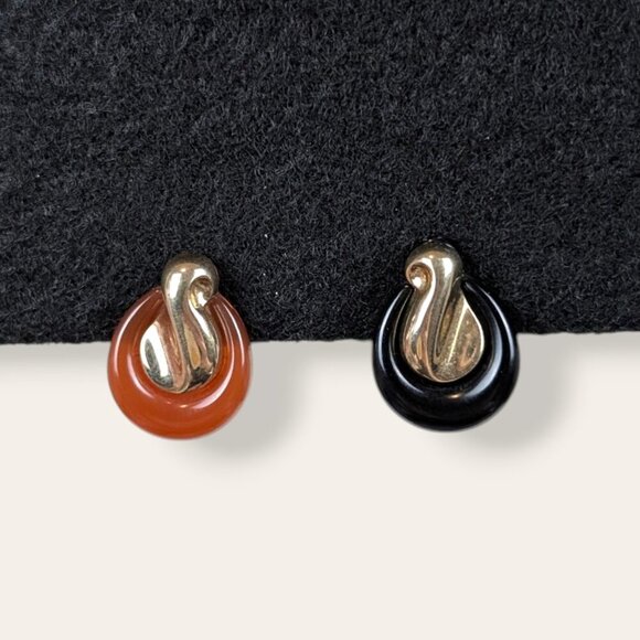 V. Avon Black & Brown Convertible Stud Earrings - Picture 2 of 8